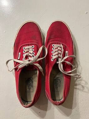 Vans Red Canvas Low-Top Sneakers